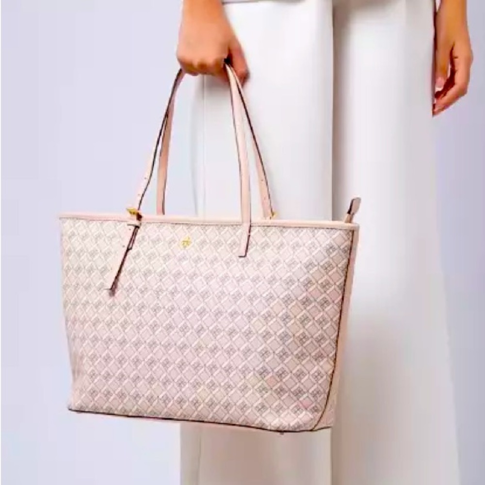 [NWT] Authentic Tory Burch Geo Logo Top Zip Tote